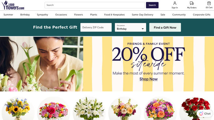 WebRun in 1-800-Flowers: check upcoming gifting occasions