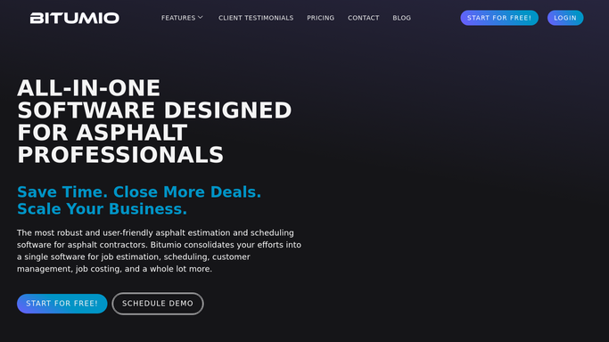The bitumio.com homepage, the app these three jobs run in.