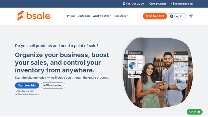 The bsale.com homepage, the app these three jobs run in.