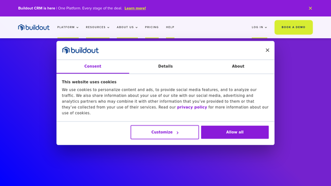 The buildout.com homepage, the app these three jobs run in.