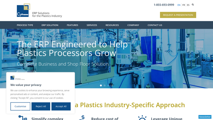 The cyframe.com homepage, the app these three jobs run in.
