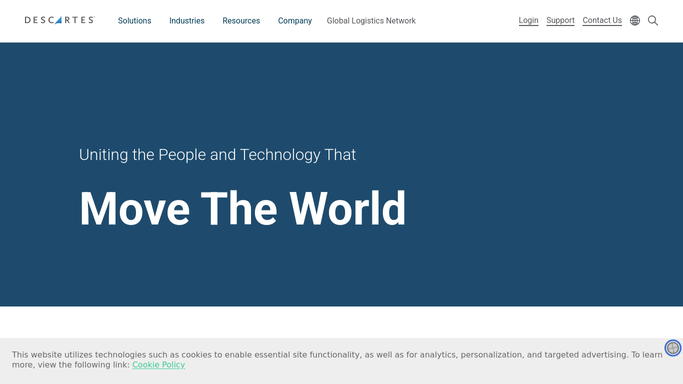 The descartes.com homepage, the app these three jobs run in.