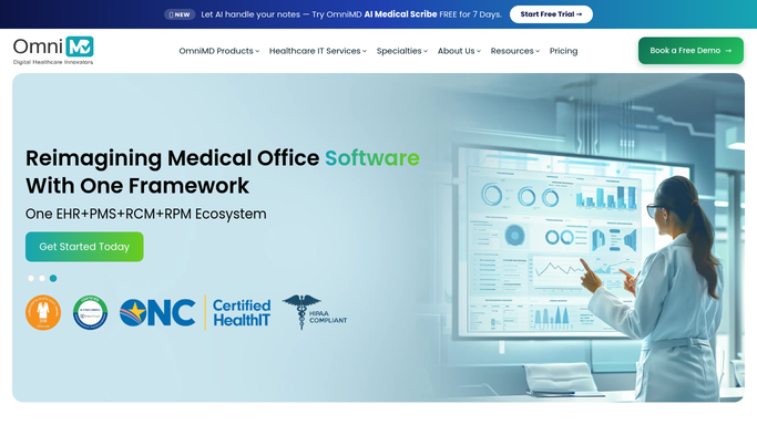 The omnimd.com homepage, the app these three jobs run in.