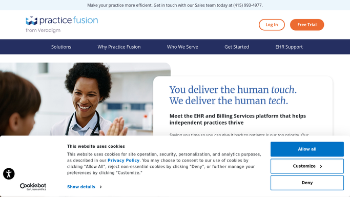 The practicefusion.com homepage, the app these three jobs run in.