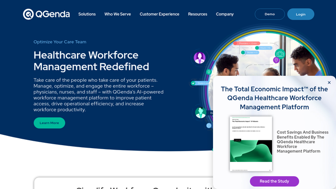 The qgenda.com homepage, the app these three jobs run in.