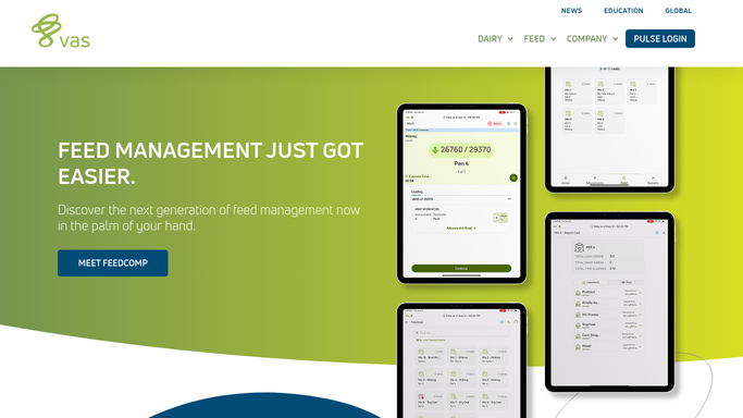 The vas.com homepage, the app these three jobs run in.