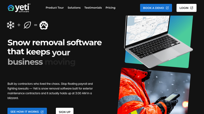 The yetisoftware.com homepage, the app these three jobs run in.